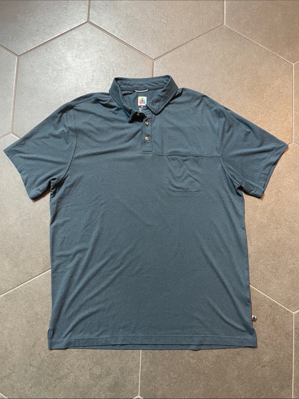 UB Tech Men's Navy Polo Shirt with Chest Pocket XL